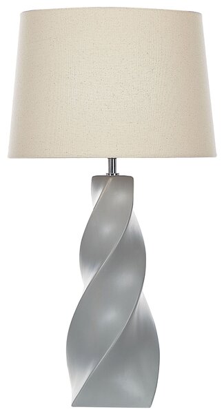 Stolná lampa sivá keramická 71 cm biele látkové tienidlo klasické stolové osvetlenie