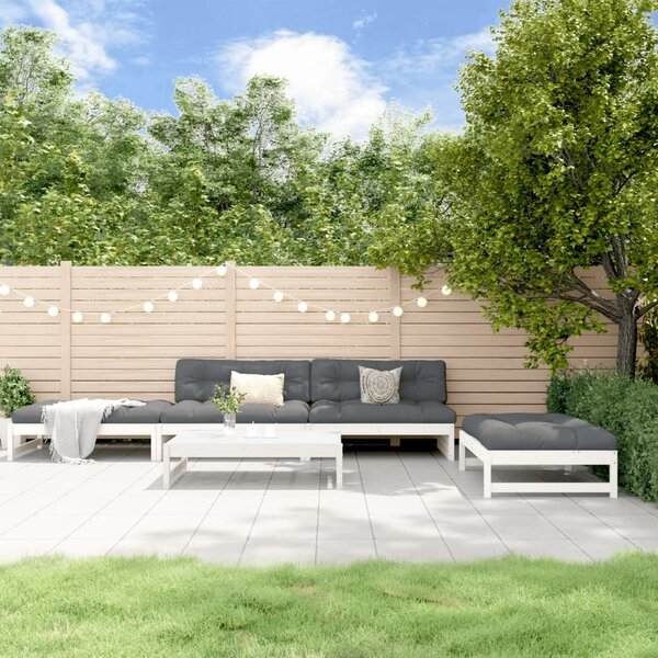 Maison Exclusive - 5-dielna záhradná sedacia súprava s vankúmi biela teak