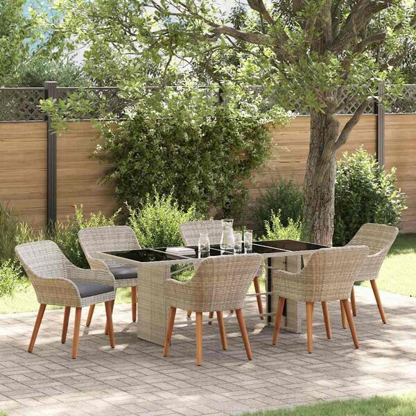 Maison Exclusive - Záhradný jedálenský set 7 pcs Svetlosivá polyratan