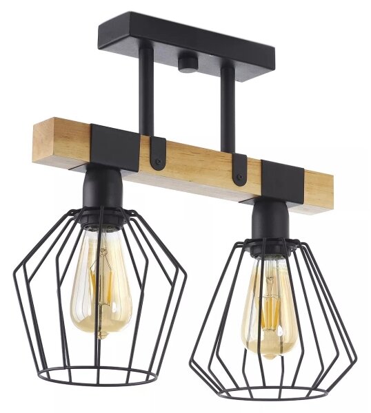 Prisadený luster CAMEROON 2xE27/60W/230V čierna/drevo