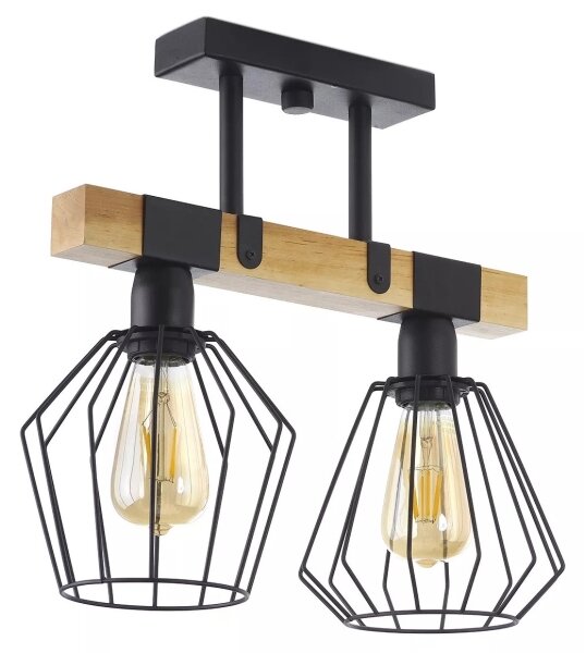 Prisadený luster CAMEROON 2xE27/60W/230V čierna/drevo