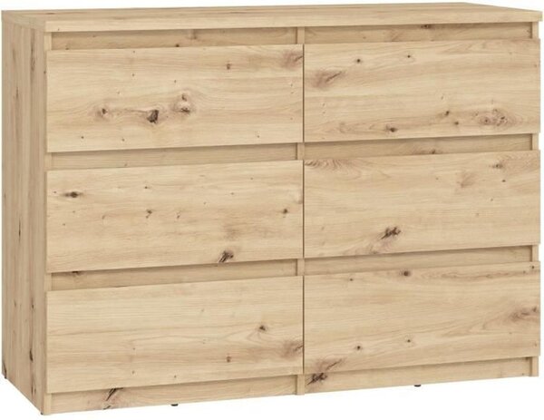Komoda CHELSEA 6 zásuviek - 110 x 42,2 x 79,9 - dub remeselný