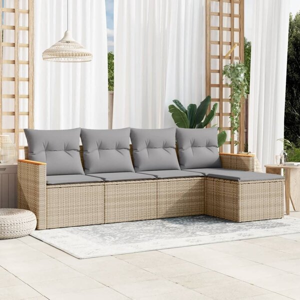 Maison Exclusive - 5-dielna záhr.sedacia súprava s vankúmi mix béovej polyratan