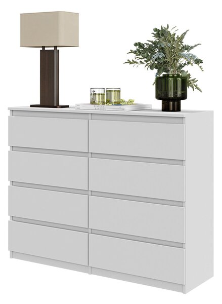FURNICA - GABRIEL - Komoda s 8 zásuvkami - biela matná V92cm Š120cm H33cm