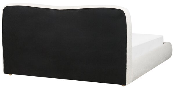 Posteľ s úložným priestorom biela buklé čalúnenie 160 x 200 cm minimalistický moderný dizajn spálňa