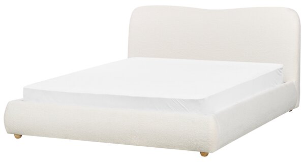 Posteľ s úložným priestorom biela buklé čalúnenie 160 x 200 cm minimalistický moderný dizajn spálňa