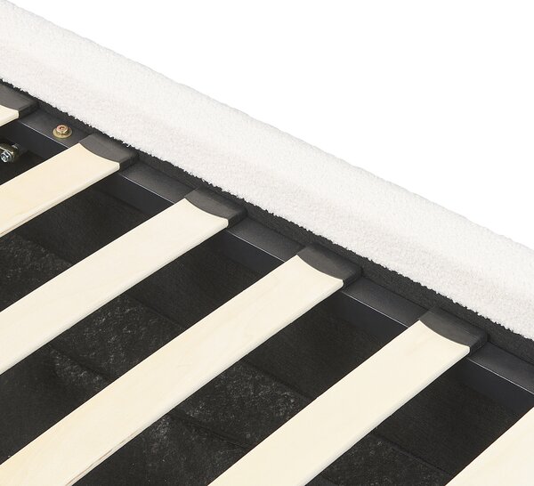 Posteľ s úložným priestorom biela buklé čalúnenie 160 x 200 cm minimalistický moderný dizajn spálňa