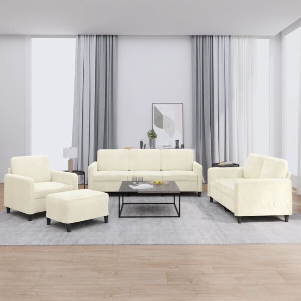 Maison Exclusive – 4-dielna sedacia súprava v krémovej farbe, zamat