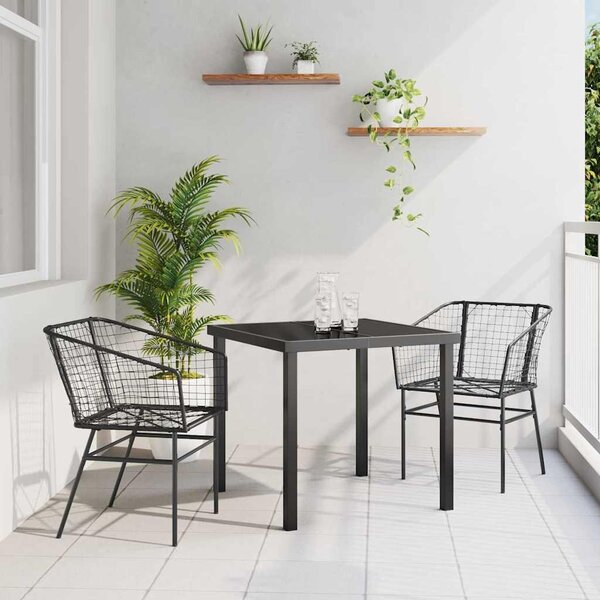 Maison Exclusive – Záhradná jedálenská súprava, 3 kusy, čierna, umelý ratan