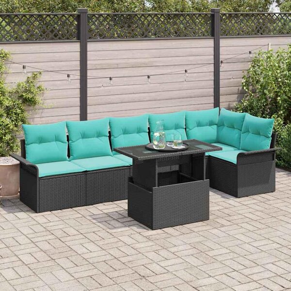 Maison Exclusive - Záhradná súprava s vankúmi 7 ks ierna Poly-rattan