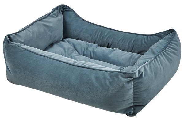 Posteľ pre domáce zvieratá modrý polyester zamat 70 x 60 cm obdĺžnikový pelech obývacia izba spálňa