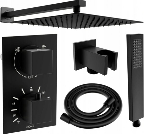 Mexen Cube DR02 sprchová súprava pre podomietkovú intaláciu z daová sprcha 30 cm, ierna - 77502DR0230-70