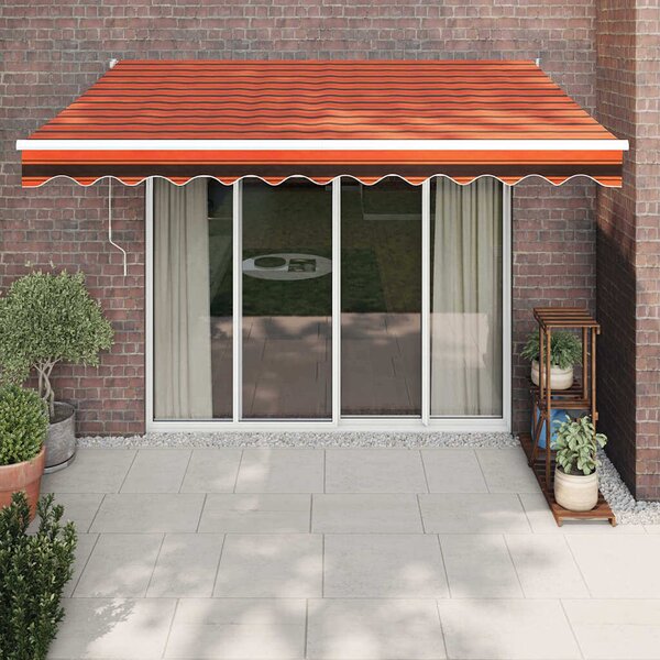 Maison Exclusive – Manuálna markíza, 3,5 x 2,5 m, oranžovo-hnedá, s horizontálnymi pruhmi