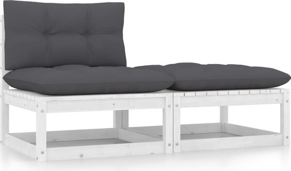 Maison Exclusive – 2-dielna záhradná súprava s vankúmi, biela, masívne borovicové drevo