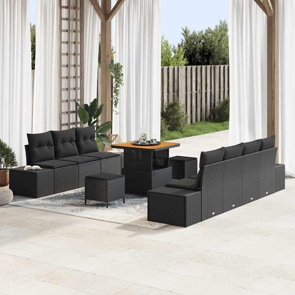 Maison Exclusive - Záhradný nábytok s vankúmi 10 ks ierny Poly-rattan