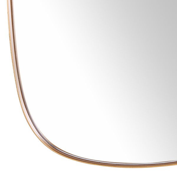 Nástenné zrkadlo zlatý kovový rám sklo 39 x 95 cm oválne na stenu moderná minimalistická obývacia izba spálňa chodba