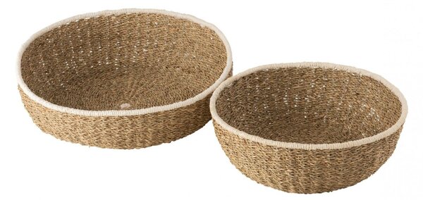 Súprava 2 hnedých dekoratívnych košíkov s bielym okrajom – Ø 46*14/ Ø 35*12 cm - J-Line by Jolipa
