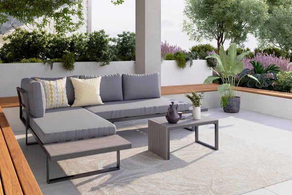 TERASOVÁ SEDACIA SÚPRAVA kov, plast, textil Ambia Garden - Série záhradného nábytku