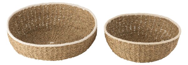 Súprava 2 hnedých dekoratívnych košíkov s bielym okrajom – Ø 46*14/ Ø 35*12 cm - J-Line by Jolipa