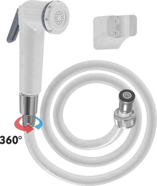 Ručná sprcha pre bidet, so 120 cm bielou plastovou hadicou, otočnou hlavicou, spodným aktivačným tlačidlom | 3031
