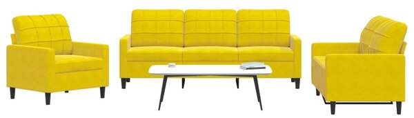 Maison Exclusive – 3-dielna sedacia súprava s vankúšmi, žltý zamat