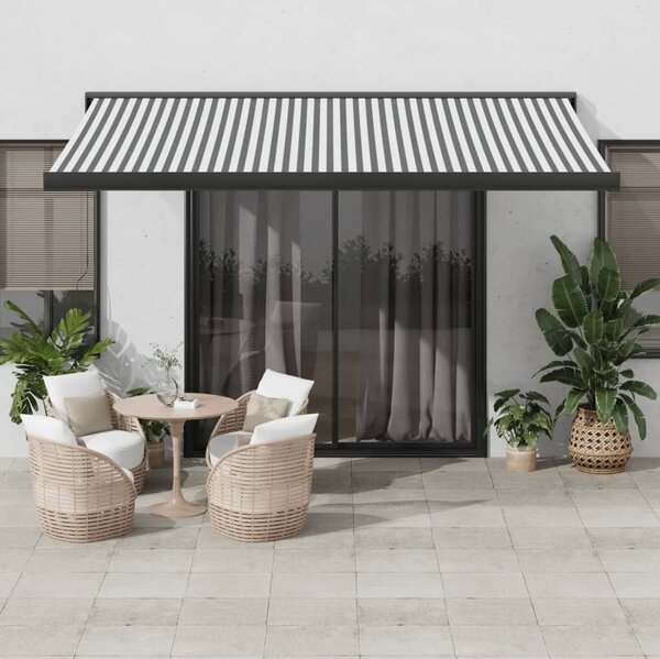 Maison Exclusive – Manuálna markíza, 4,5 x 3 m, pruhovaná (antracitová a biela)