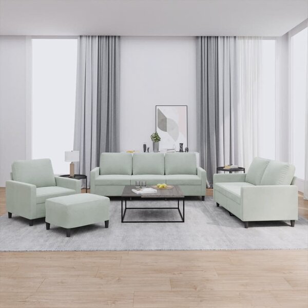 Maison Exclusive – 4-dielna sedacia súprava s vankúšmi, svetlosivý zamat