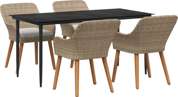 Maison Exclusive - Záhradný jedálenský set s vankúom 5 pcs Béová polyratan