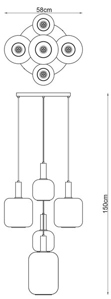 ZÁVESNÉ SVIETIDLO, 58/150/53 cm Dieter Knoll - Interiérové svietidlá
