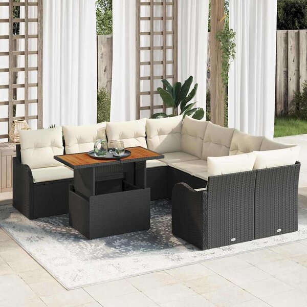 Maison Exclusive - Záhradný nábytok s úloným priestorom 9 ks ierny Poly Rattan