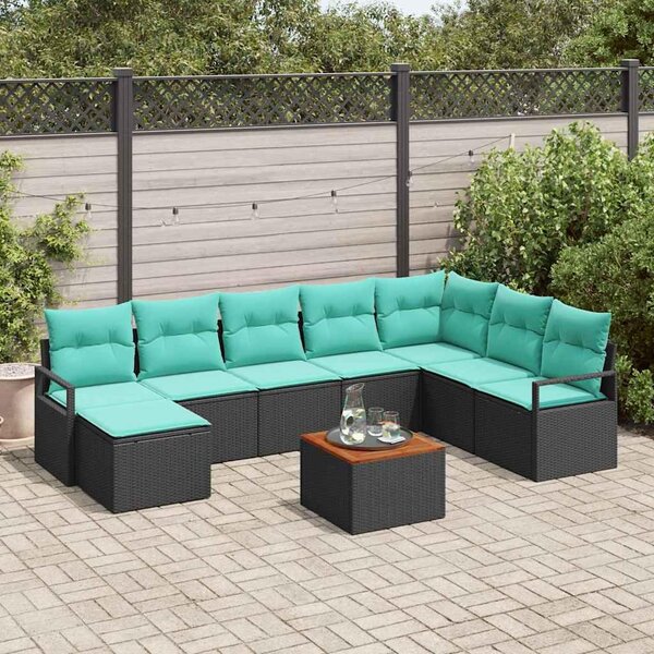 Maison Exclusive - Záhradný nábytok s vankúmi 9 ks ierny Poly-rattan