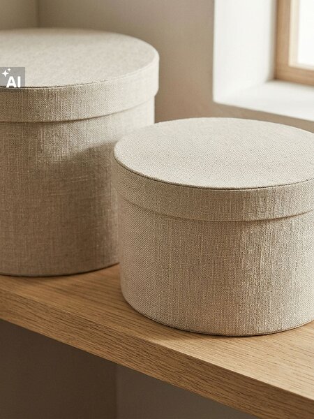 Sinsay - Súprava okrúhlych úložných boxov 2 pack - béžová