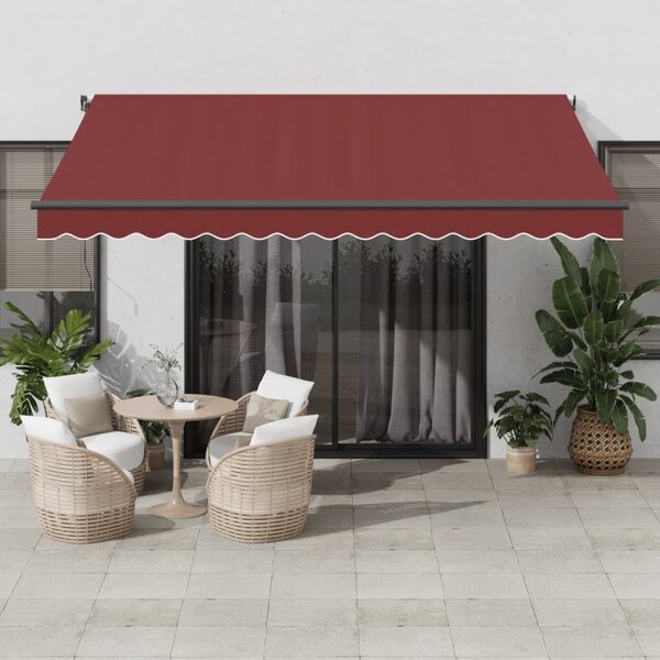 Maison Exclusive – Manuálna markíza, 4 x 3,5 m, bordová farba, 100% polyester