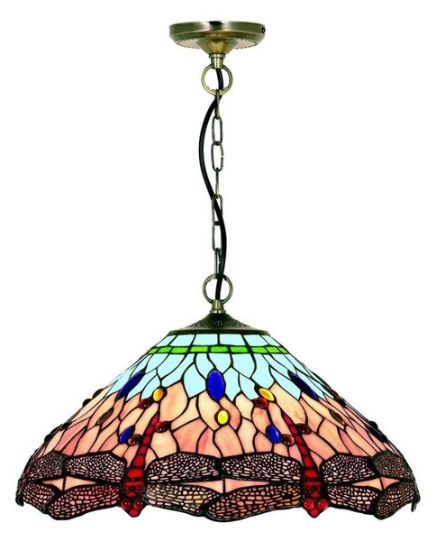 Searchlight 1283-16 - Tiffany luster na reťazi DRAGONFLY 1xE27/60W/230V