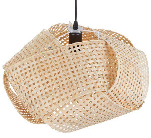 Závesná lampa prírodná svetlé bambusové drevo pletené tienidlo moderný štýl obývačka jedáleň