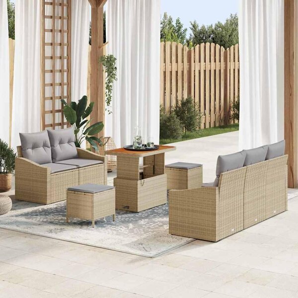 Maison Exclusive - Záhradný nábytok s vankúmi 8 ks Béový Poly-rattan