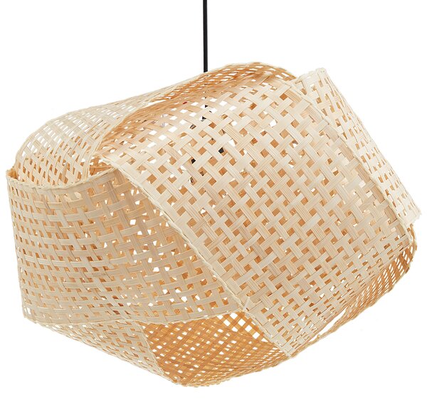 Závesná lampa prírodná svetlé bambusové drevo pletené tienidlo moderný štýl obývačka jedáleň