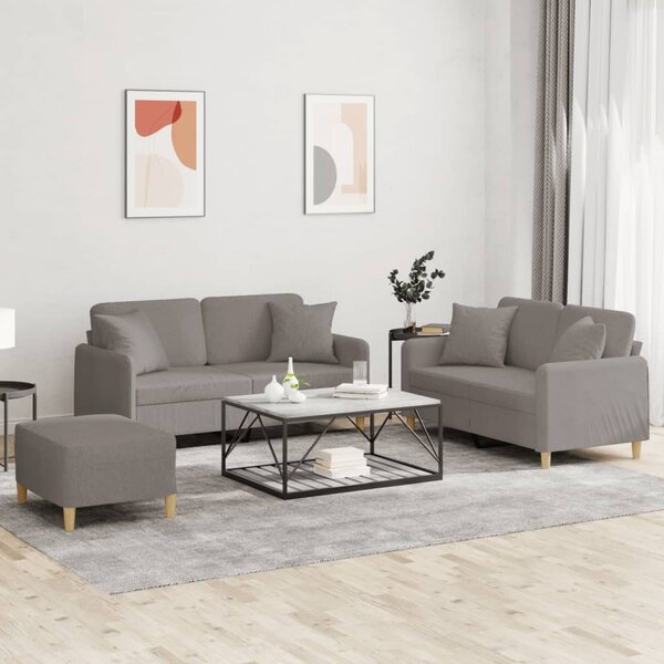 Maison Exclusive – 3-dielna sedacia súprava s vankúšmi, látka v odtieni taupe