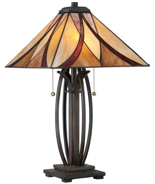 Elstead QZ-ASHEVILLE-TL - Stolná lampa Tiffany ASHEVILLE 2xE27/60W/230V