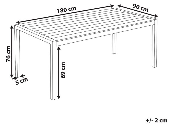 Jedálenský stôl čierny plastové drevo strieborný hliníkový rám pre 6 osôb 180 x 90 cm moderný dizajn