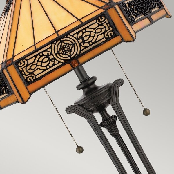 Elstead QZ-INDUS-TL - Stolová lampa INDUS 2xE27/60W/230V jantárové sklo
