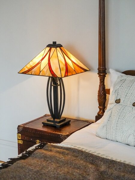 Elstead QZ-ASHEVILLE-TL - Stolná lampa Tiffany ASHEVILLE 2xE27/60W/230V