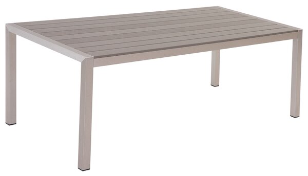Jedálenský stôl sivý plastové drevo strieborný hliníkový rám pre 6 osôb 180 x 90 cm moderný dizajn