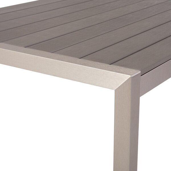 Jedálenský stôl sivý plastové drevo strieborný hliníkový rám pre 6 osôb 180 x 90 cm moderný dizajn