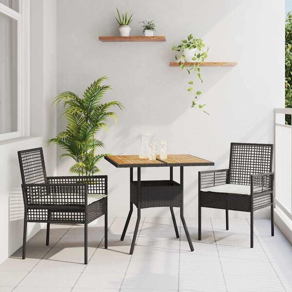 Maison Exclusive - Záhradný jedálenský set 3 pcs ierna polyratan