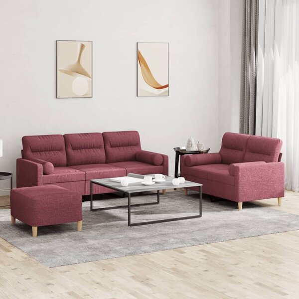 Maison Exclusive – 3-dielna sedacia súprava s vankúmi, vínovoervená látka