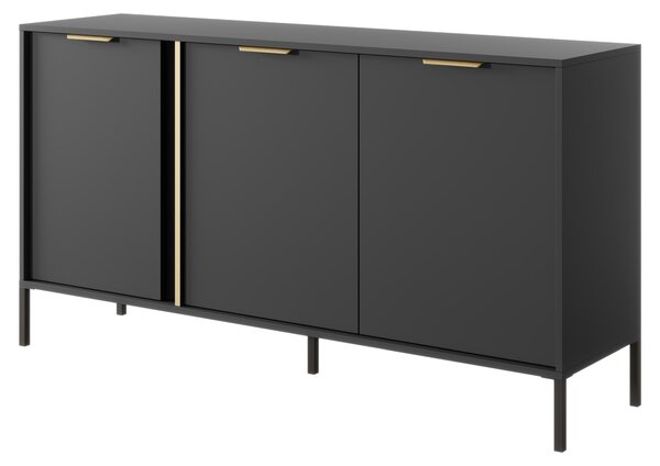 Komoda do obývačky a spálne s 3 dvierkami, farba antracit, rozmer 153 x 39,5 x 81,4 cm