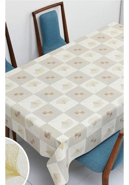 Obrus PVC 3581544, metráž, 20 m x 140 cm, kocky krémové s ginkgo, IMPOL TRADE