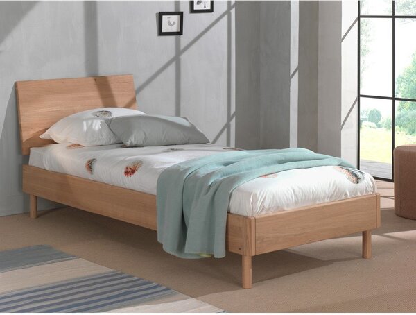 Jednolôžková posteľ z dubového dreva s roštom 90x200 cm v prírodnej farbe Forrest – Vipack