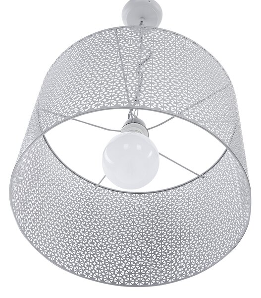 Závesná lampa sivá kov PVC 82 cm okrúhly tvar vyrezávané tienidlo na strop moderný štýl obývačky jedáleň